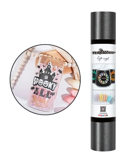 Dark Grey Satin Brush Adhesive Vinyl 1.5m x 30cm - Teckwrap