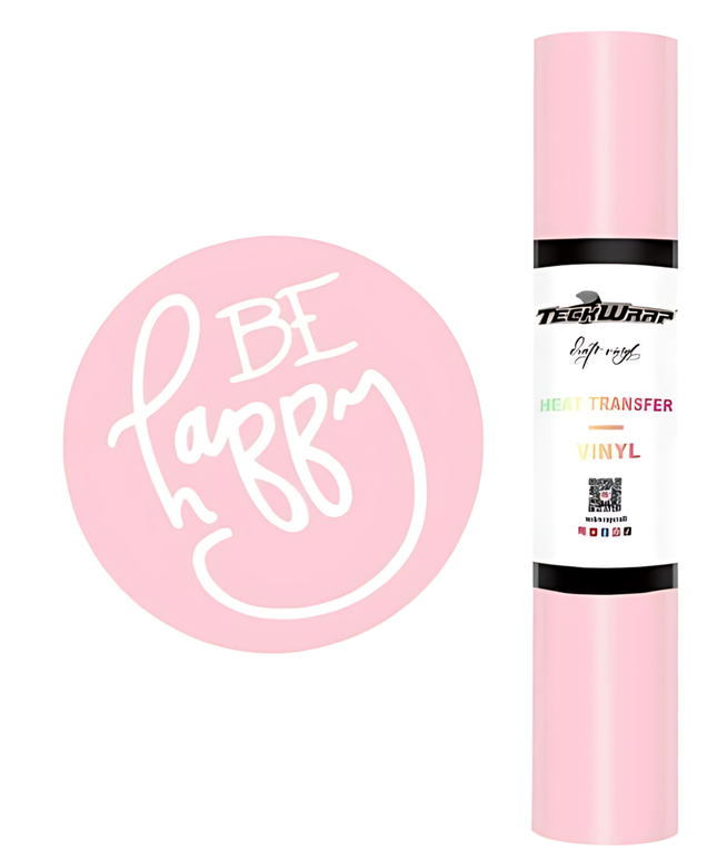 Light Pink Coloured Heat Transfer Vinyl (HTV) 1.5m x 30cm - Teckwrap