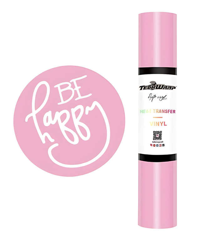 Pink Coloured Heat Transfer Vinyl (HTV) 1.5m x 30cm - Teckwrap