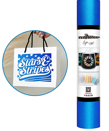 Bright Blue Glitter Adhesive Craft Vinyl 1.5m x 30cm - Teckwrap