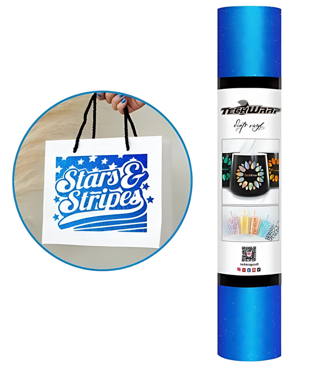 Bright Blue Glitter Adhesive Craft Vinyl 1.5m x 30cm - Teckwrap