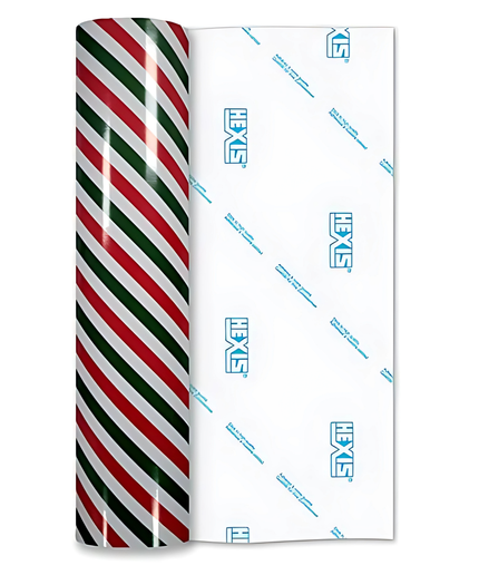 Candy Cane Red Green and White Permanent Vinyl - Hexis