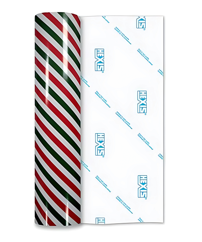 Candy Cane Red Green and White Permanent Vinyl - Hexis