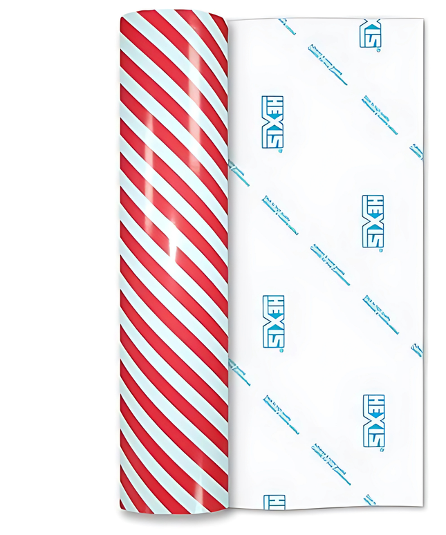 Candy Cane Red White Permanent Vinyl - Hexis