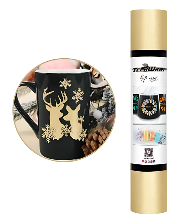Champagne Gold Adhesive Craft Vinyl 1.5m x 30cm - Teckwrap