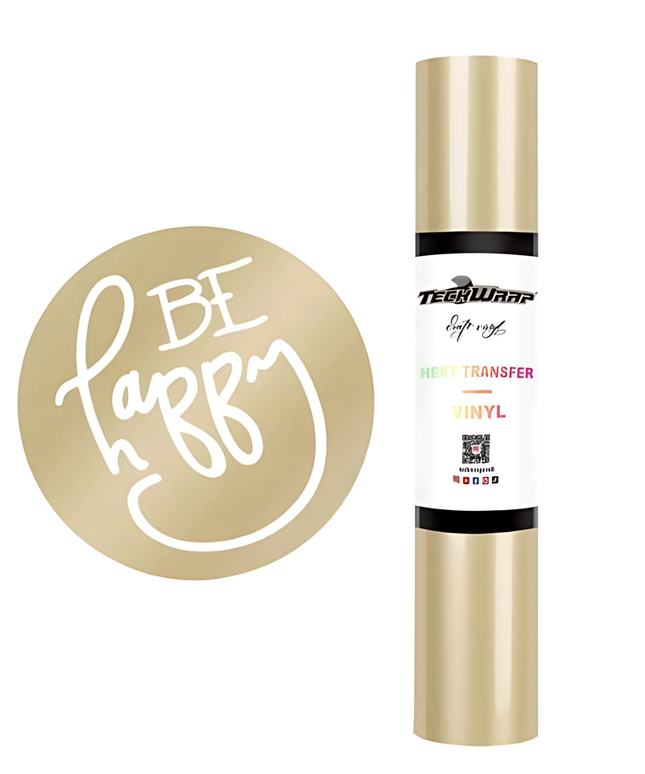 Champagne Gold Coloured Heat Transfer Vinyl (HTV) 1.5m x 30cm - Teckwrap