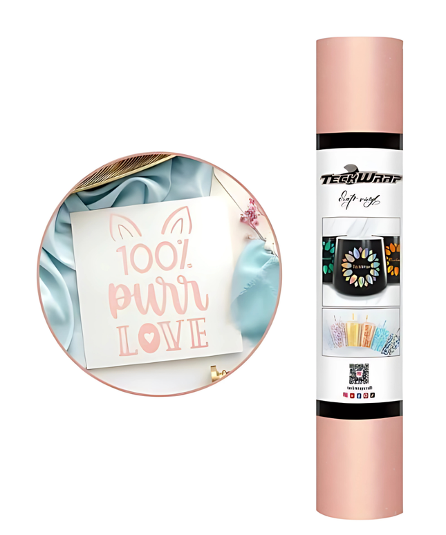 Champagne Pink Glitter Adhesive Craft Vinyl 1.5m x 30cm - Teckwrap