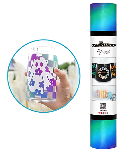 Purple Green Diagonal Rainbow Stripes Adhesive Vinyl 1.5m x 30cm - Teckwrap