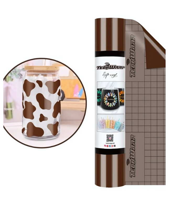 Glossy Brown 001 Economy Series Craft Adhesive Vinyl 1.5m x 30cm  - Teckwrap