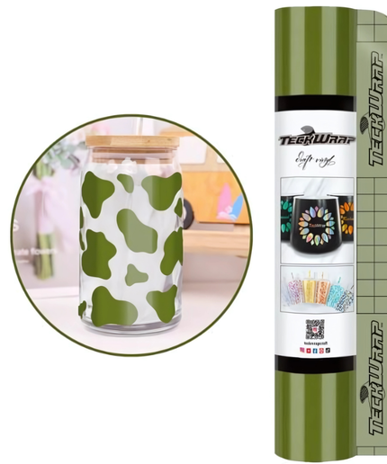Glossy Olive Green 001 Economy Series Craft Adhesive Vinyl 1.5m x 30cm  - Teckwrap