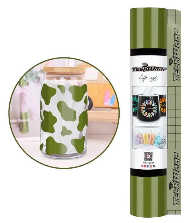 Glossy Olive Green 001 Economy Series Craft Adhesive Vinyl 1.5m x 30cm  - Teckwrap