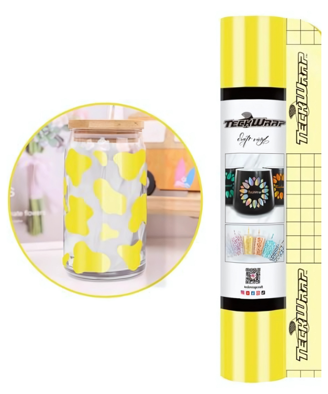 Glossy Yellow 001 Economy Series Craft Adhesive Vinyl 1.5m x 30cm  - Teckwrap