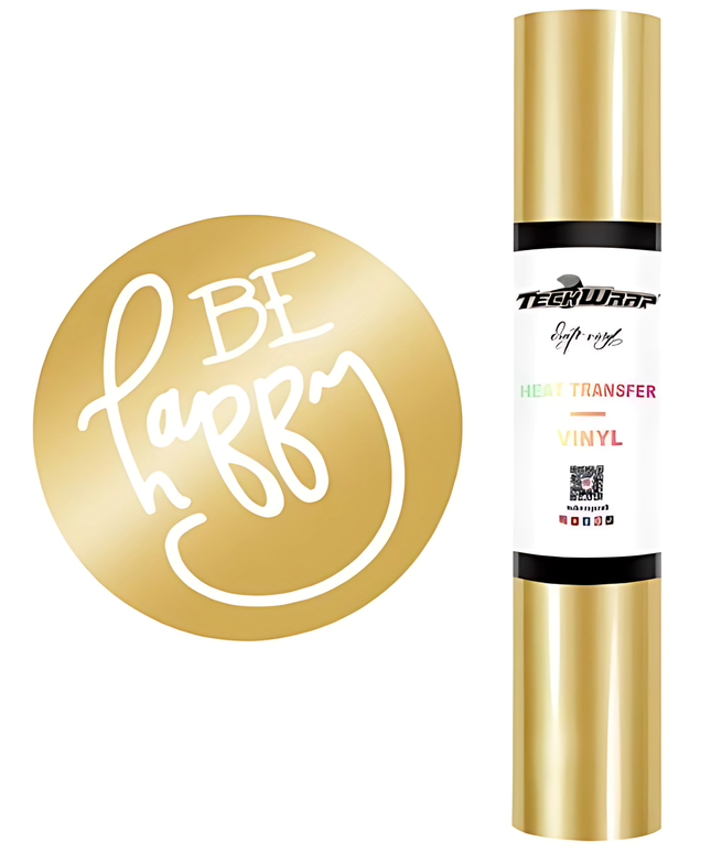 Gold Coloured Heat Transfer Vinyl (HTV) 1.5m x 30cm - Teckwrap