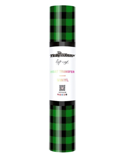 Green and Black  Buffalo Plaid HTV 1.5m x 30cm - Teckwrap