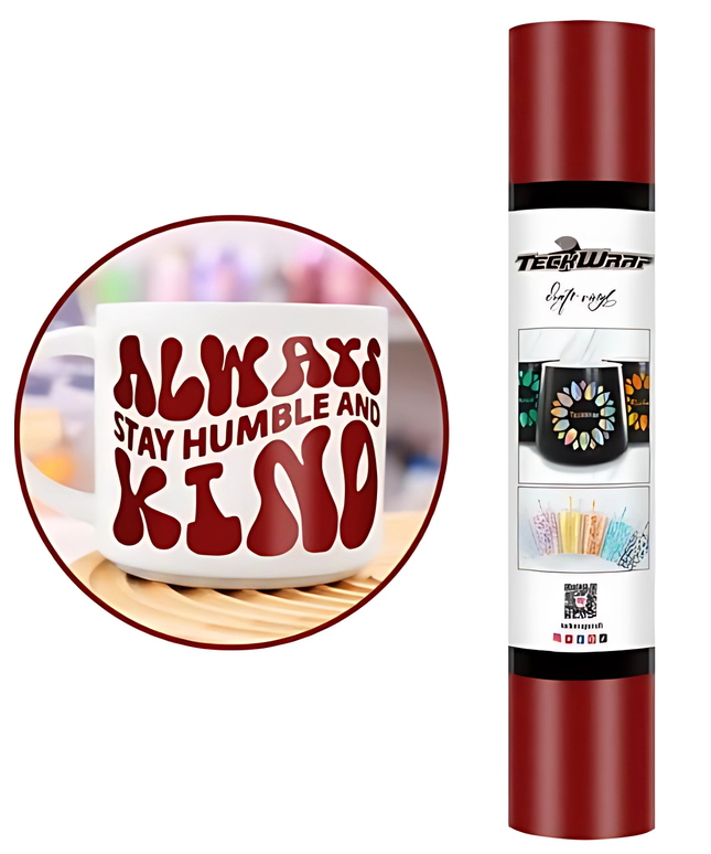 Wine Red Dusty Matte Adhesive Craft Vinyl 1.5m x 30cm - Teckwrap