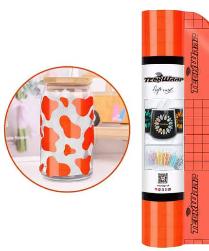 Neon Orange 001 Economy Series Craft Adhesive Vinyl 1.5m x 30cm  - Teckwrap