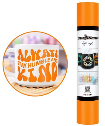 Neon Orange Dusty Matte Adhesive Craft Vinyl 1.5m x 30cm - Teckwrap