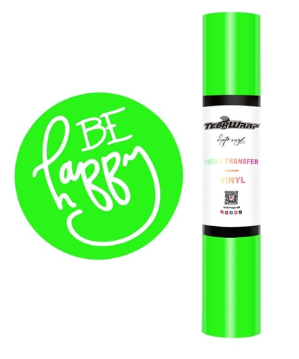 Neon Green Coloured Heat Transfer Vinyl (HTV) 1.5m x 30cm - Teckwrap