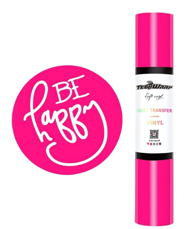Neon Pink Coloured Heat Transfer Vinyl (HTV) 1.5m x 30cm - Teckwrap