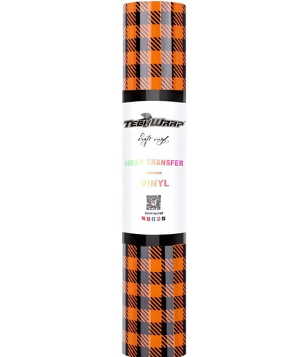 Orange and Black Buffalo Plaid HTV 1.5m x 30cm - Teckwrap
