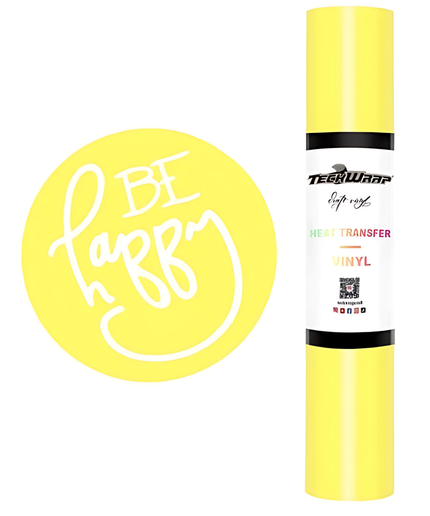 Pastel Yellow Coloured Heat Transfer Vinyl (HTV) 1.5m x 30cm - Teckwrap