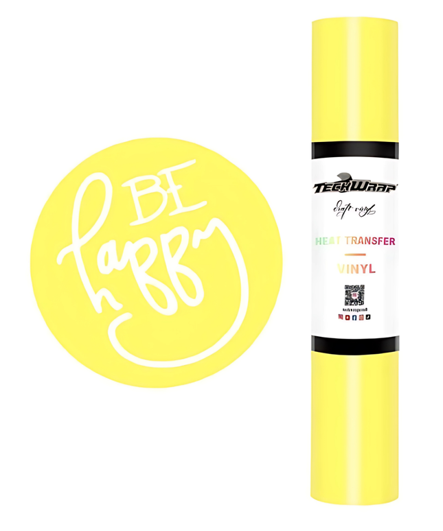 Pastel Yellow Coloured Heat Transfer Vinyl (HTV) 1.5m x 30cm - Teckwrap