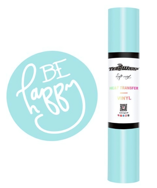 Pastel Blue Coloured Heat Transfer Vinyl (HTV) 1.5m x 30cm - Teckwrap