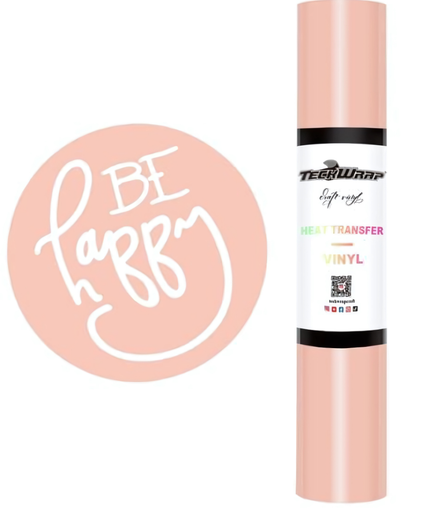 Pastel Pink Coloured Heat Transfer Vinyl (HTV) 1.5m x 30cm - Teckwrap