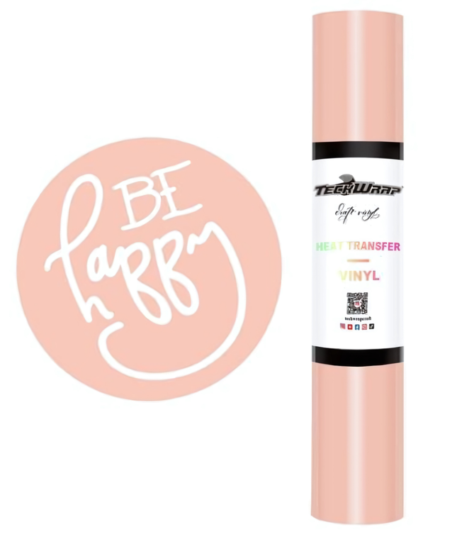 Pastel Pink Coloured Heat Transfer Vinyl (HTV) 1.5m x 30cm - Teckwrap
