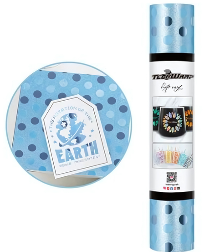 Blue Polka Dot Adhesive Craft Vinyl 1.5m x 30cm - Teckwrap