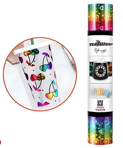 Rainbow Hearts Adhesive Vinyl 1.5m x 30cm - Teckwrap
