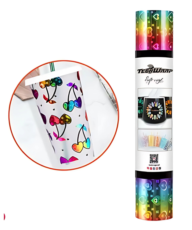 Rainbow Hearts Adhesive Vinyl 1.5m x 30cm - Teckwrap