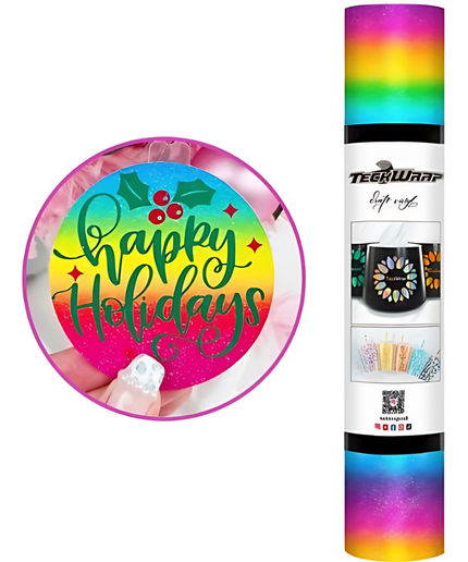 Rainbow Stripes Adhesive Vinyl 1.5m x 30cm - Teckwrap