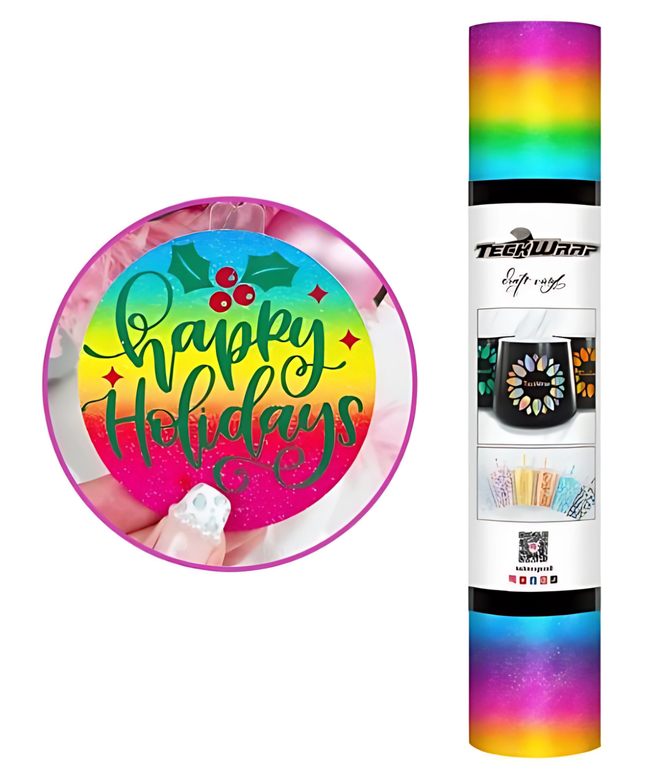 Rainbow Stripes Adhesive Vinyl 1.5m x 30cm - Teckwrap