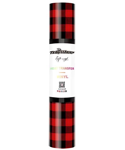 Red and Black  Buffalo Plaid HTV 1.5m x 30cm - Teckwrap