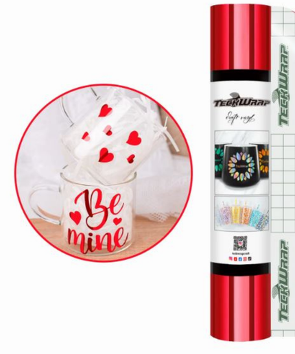 Red Bubble Free Mirror Chrome Adhesive Vinyl 1.5m x 30cm - Teckwrap