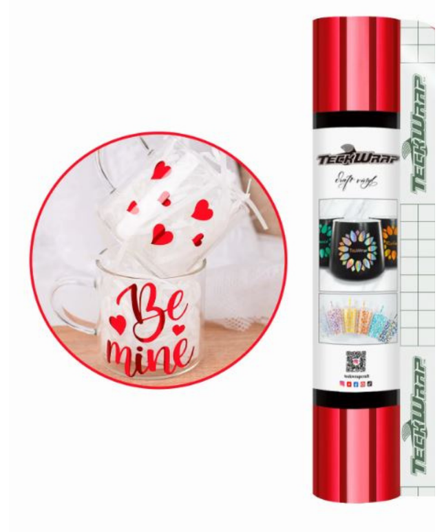 Red Bubble Free Mirror Chrome Adhesive Vinyl 1.5m x 30cm - Teckwrap