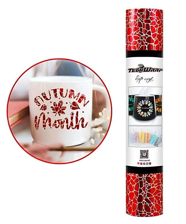 Red Cobblestone Adhesive Vinyl 1.5m x 30cm - Teckwrap