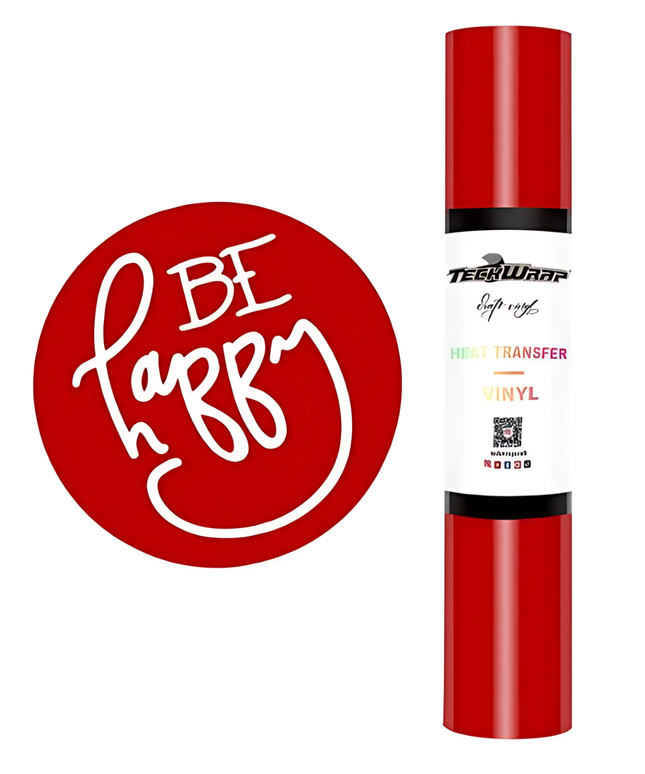 Red Coloured Heat Transfer Vinyl (HTV) 1.5m x 30cm - Teckwrap