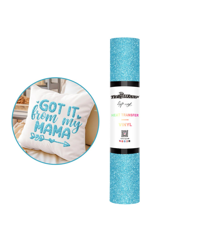 Romantic Blue Glitter Puff HTV - Teckwrap