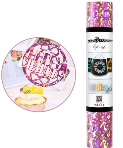 Rose Gold Glass Flower Adhesive Vinyl 1.5m x 30cm - Teckwrap