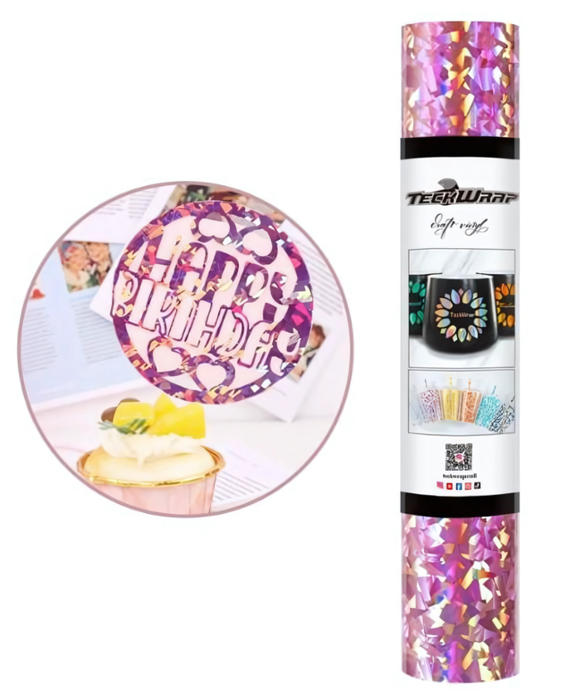 Rose Gold Glass Flower Adhesive Vinyl 1.5m x 30cm - Teckwrap