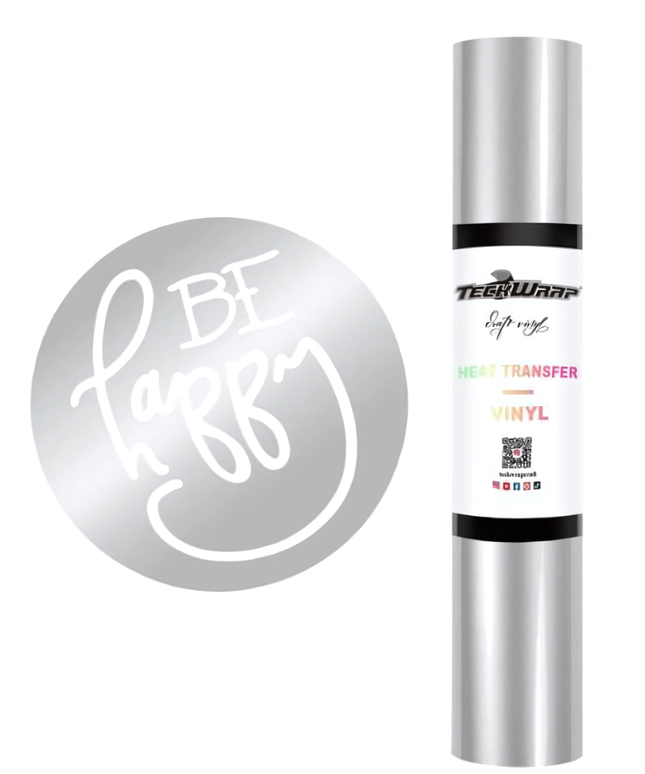 Silver Coloured Heat Transfer Vinyl (HTV) 1.5m x 30cm - Teckwrap
