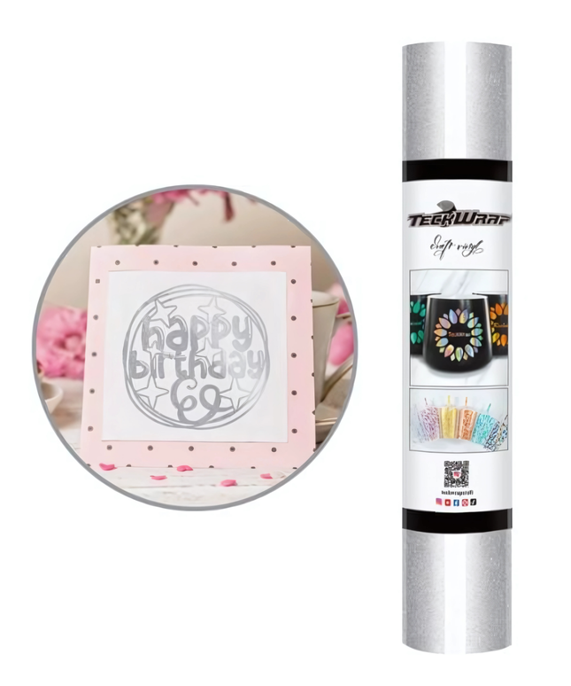 Silver Shimmer Adhesive Vinyl 1.5m x 30cm - Teckwrap