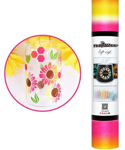 Sunrise Rainbow Stripes Adhesive Vinyl 1.5m x 30cm - Teckwrap