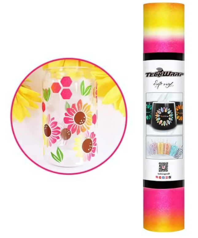 Sunrise Rainbow Stripes Adhesive Vinyl 1.5m x 30cm - Teckwrap