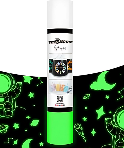 Glow in the Dark Adhesive Vinyl - White 1.5m x 30cm - Teckwrap