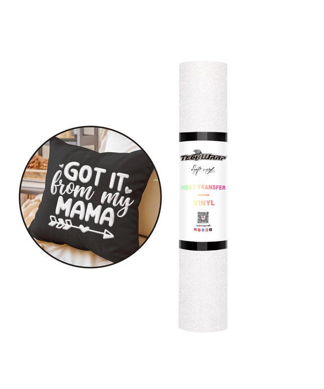 White Glitter Puff HTV - Teckwrap