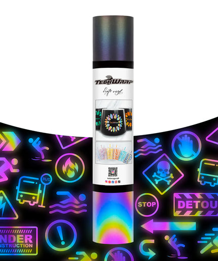Rainbow Black Reflective HTV - Teckwrap