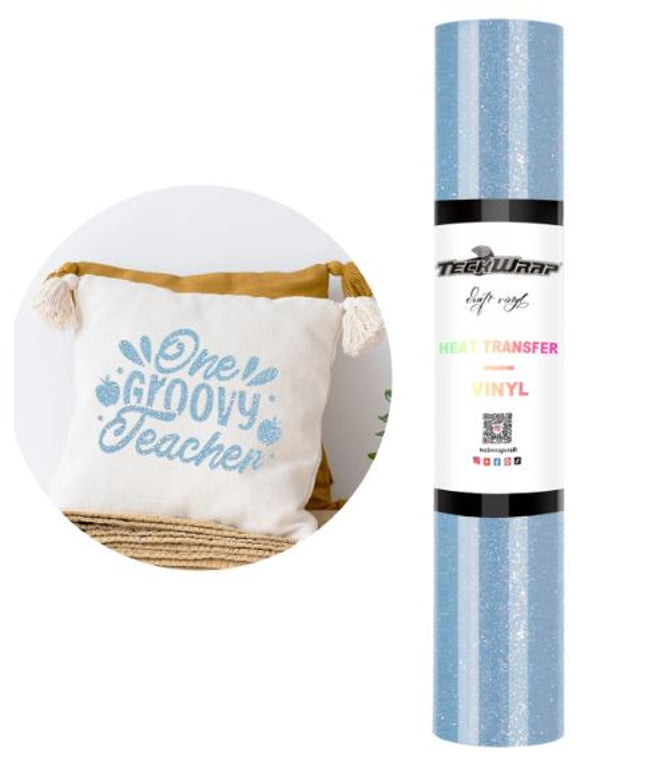 Light Blue Sparkle HTV 1.5m x 25cm - Teckwrap
